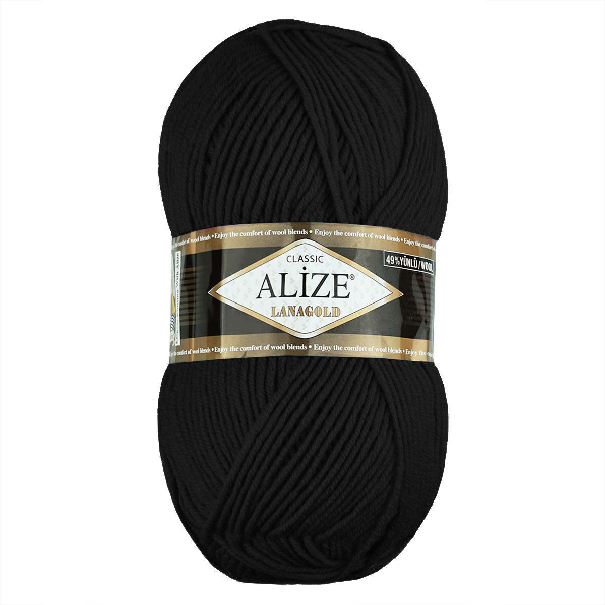 

Пряжа Alize LanaGold 49% шерсть, 51 % акрил 5 шт х 100 г, 240 м 060 черный