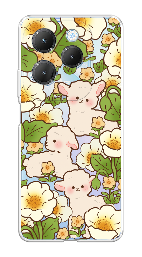 

Чехол на Infinix HOT 40/40 Pro "Овечки в цветах", Зеленый;бежевый, 3105350-1