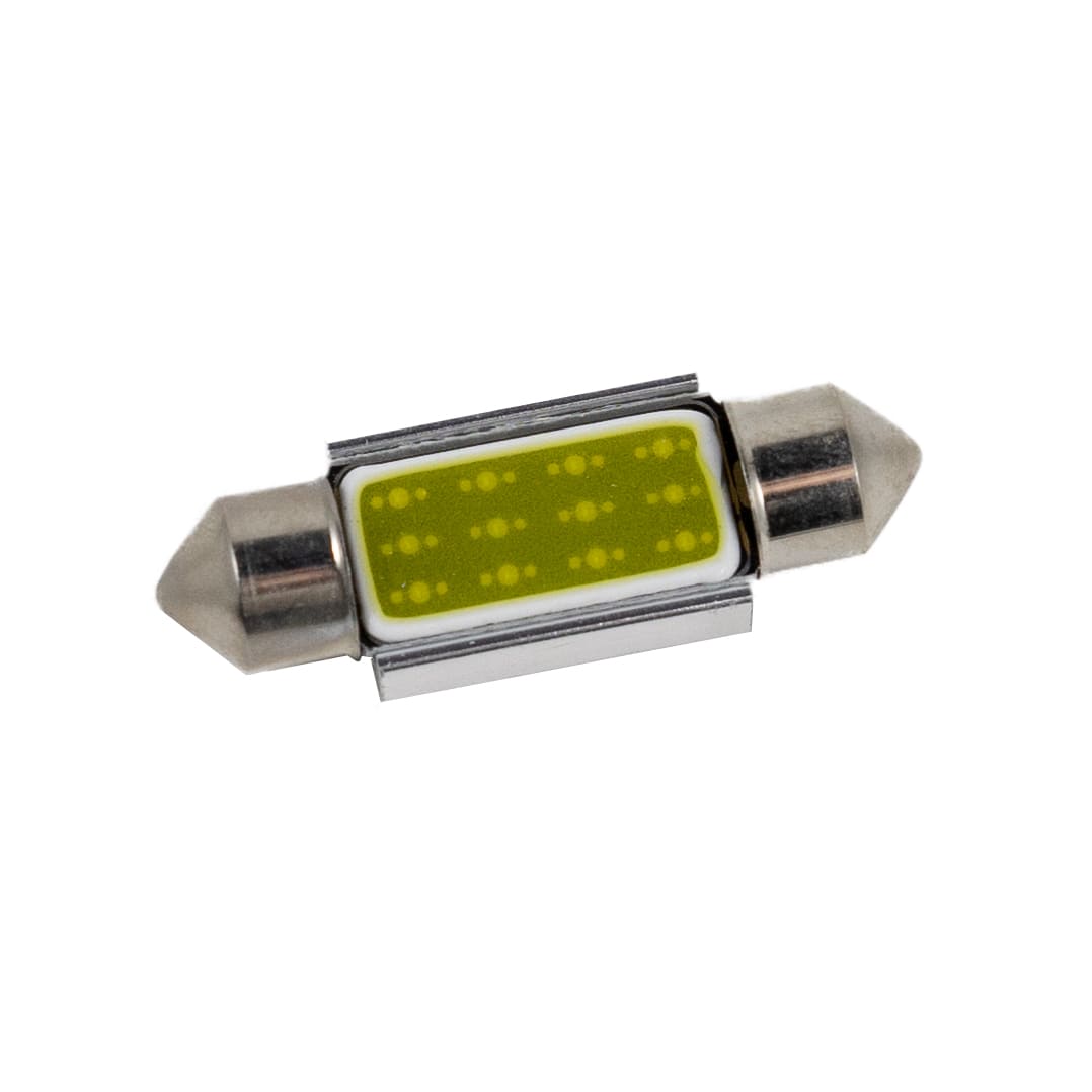 Светодиод 12V C5W/C10W SV8.5 T10x36 1SMD (салон,ном.зн) софит. белый керамический (3 чипа)