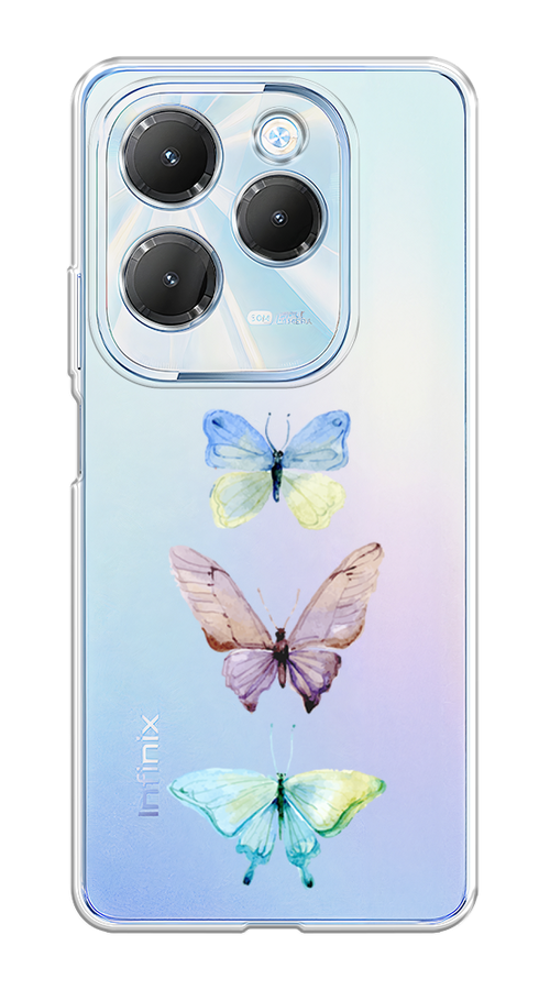 

Чехол на Infinix HOT 40/40 Pro "Акварельные бабочки", Бирюзовый;розовый, 3105350-1