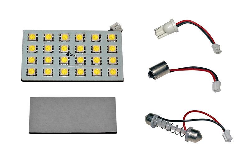 Светодиодная панель 12V 24SMD 45x30мм белый (в к те 3 цоколя BA9s, T10, T11) (YADA)