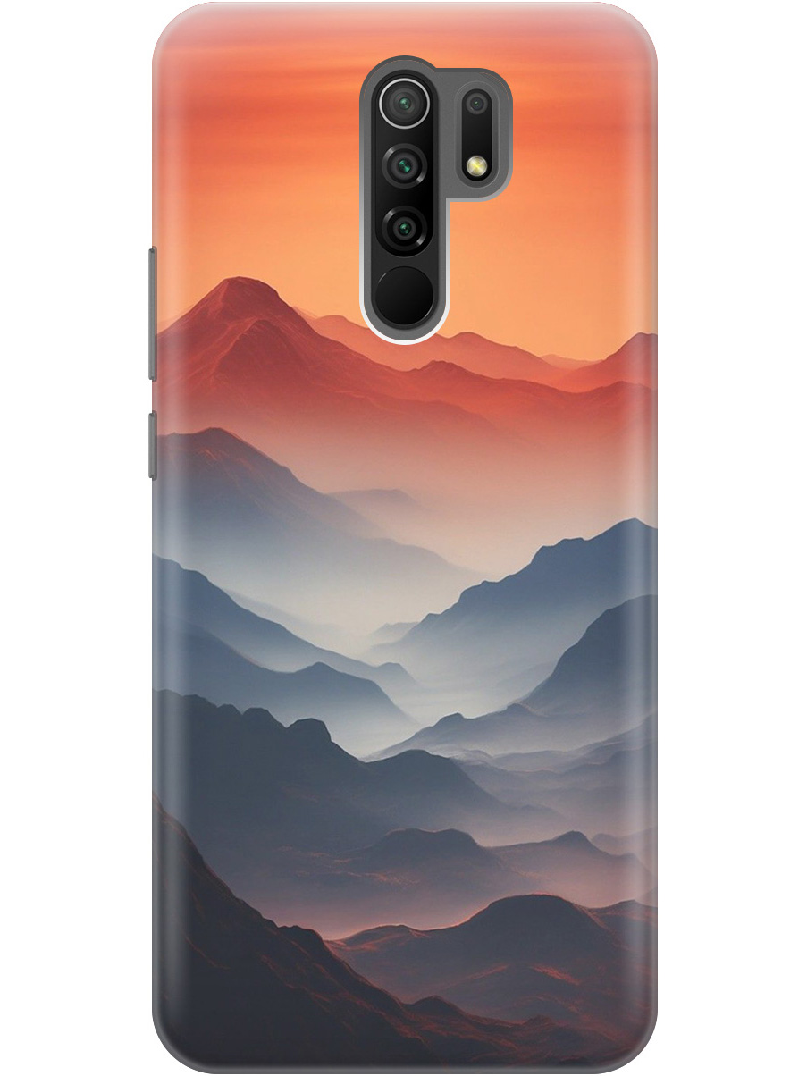 

Силиконовый чехол на Xiaomi Redmi 9 с принтом "Луна над горами", Прозрачный;оранжевый;черный, 723276710