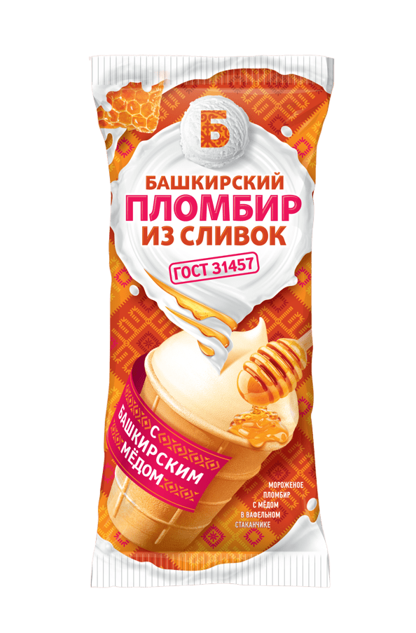 

Мороженое пломбир Башкирское мороженое из сливок с медом 80 г