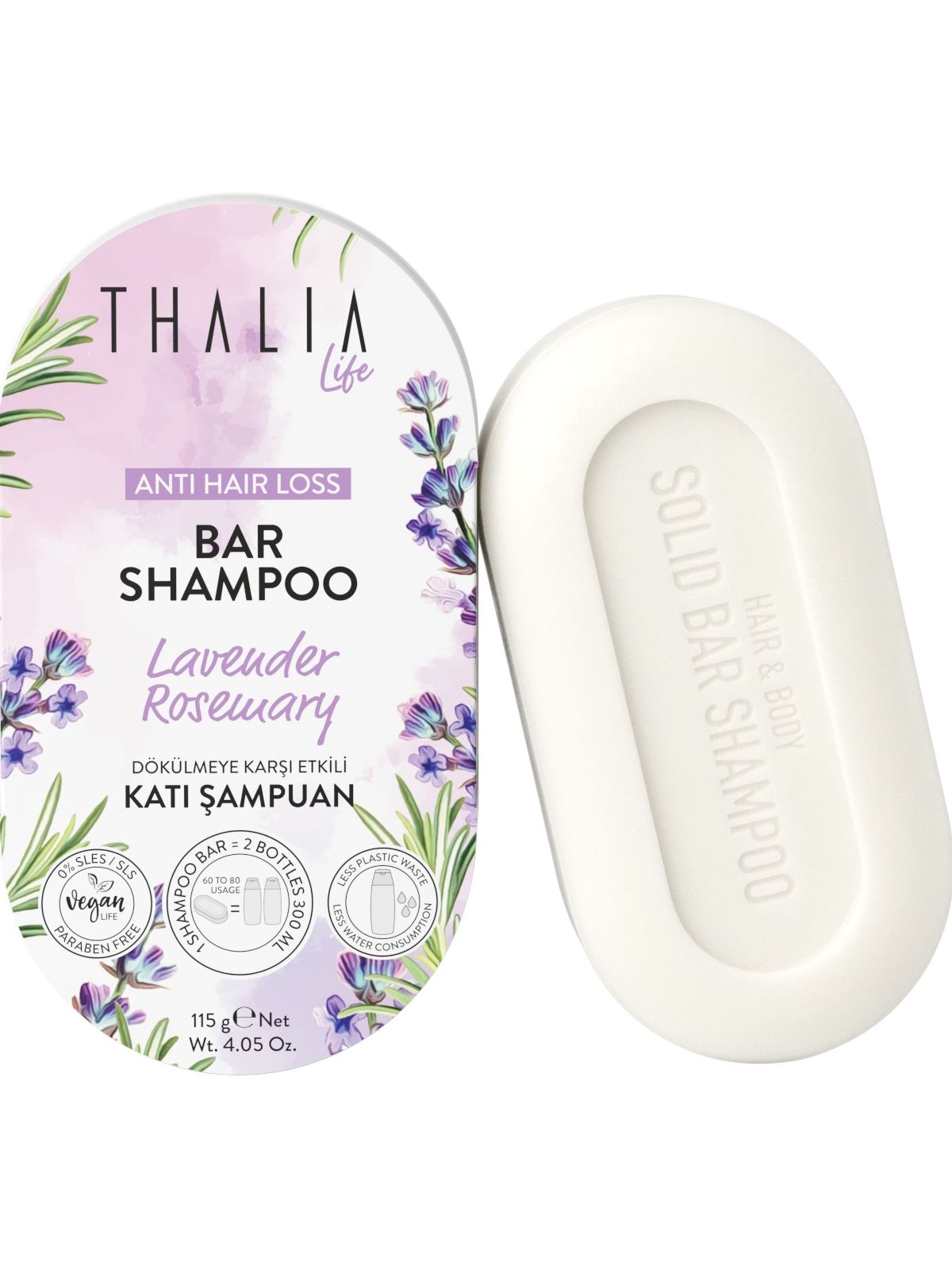 фото Твердый шампунь против выпадения волос thalia natural beauty lavender & rosemary, 115 г