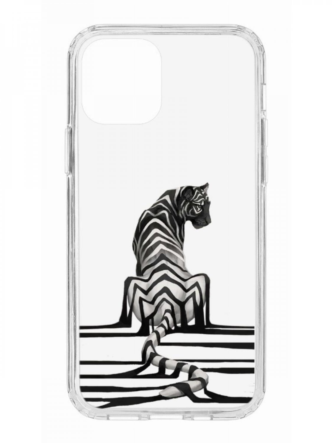 фото Противоударный чехол для apple iphone 12/12 pro кruче print tiger прозрачный с рисунком