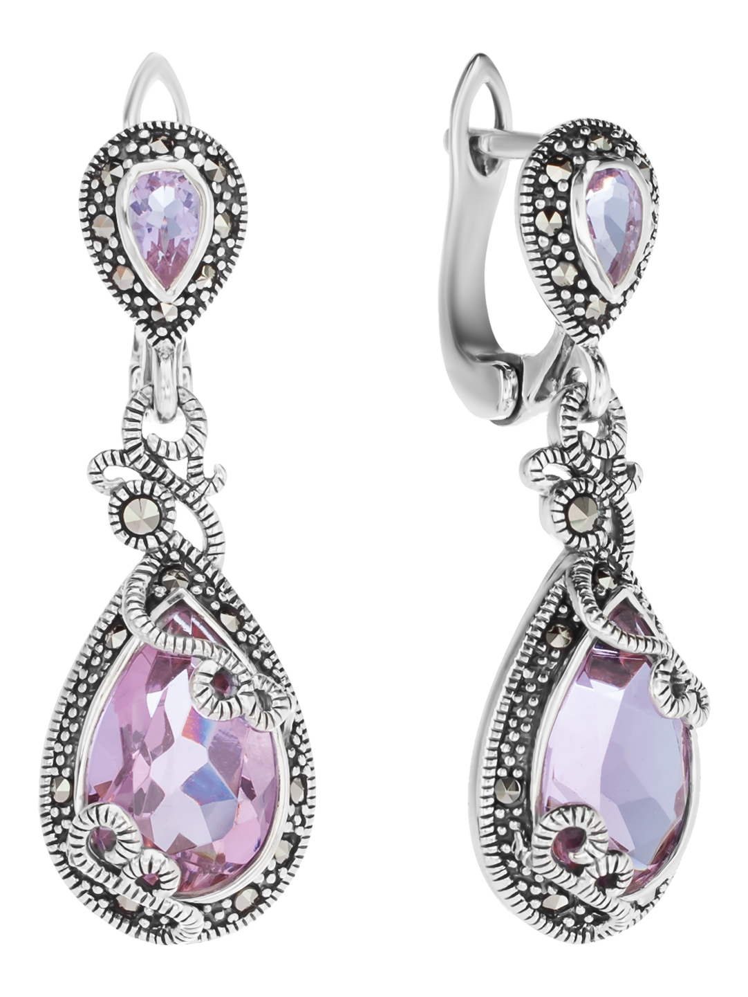 

Серьги из серебра с марказитом/султанит искусственным Марказит HE958, HE958_марказит, султанит синт.