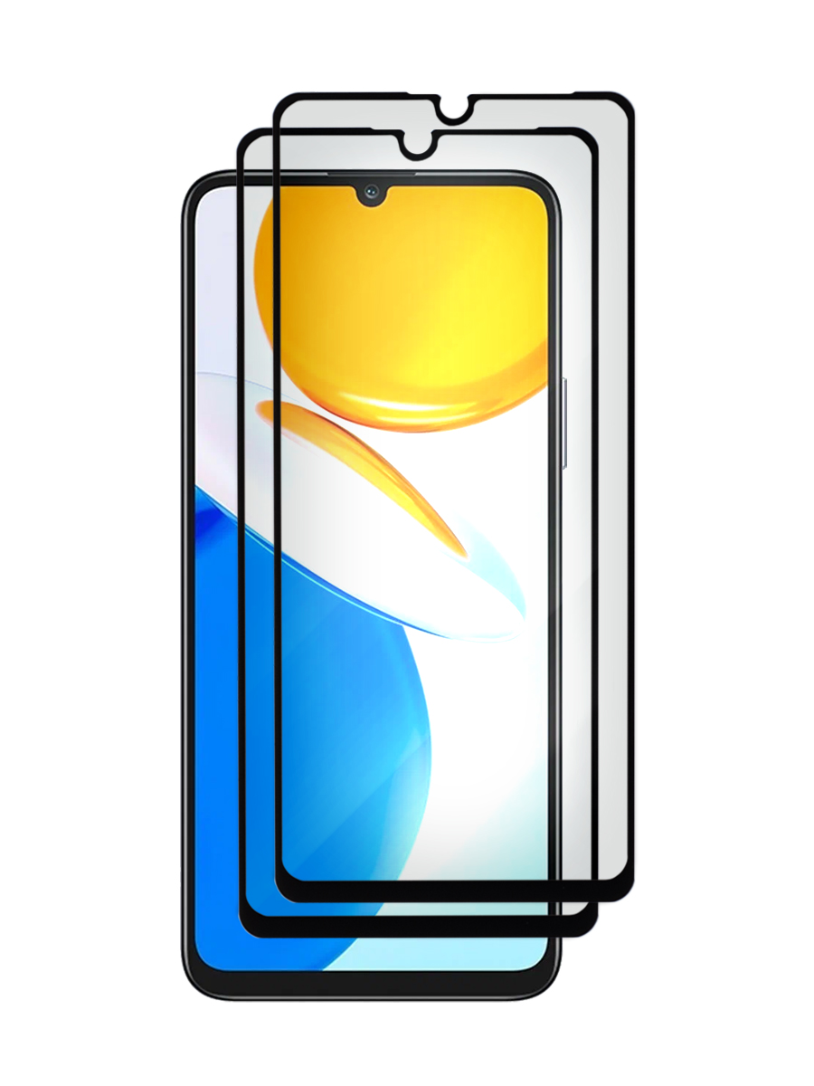 Комплект из 2 шт защитное стекло для Honor X7, Honor X7a, Huawei Nova Y70 с рамкой, черный