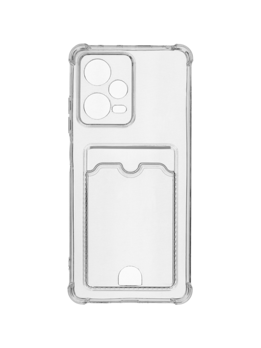 Чехол для Xiaomi Redmi Note 12 Pro с картхолдером, с защитой камеры, прозрачный