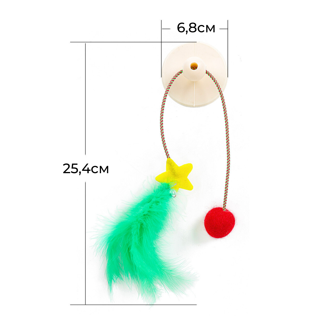 Игрушка-дразнилка для кошек Шпицель с присоской, красная, войлок, 6,8 x 25,4 см