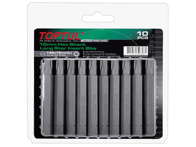 Насадка TORX T25 75мм LONG 10шт блистер TOPTUL (FSEB1225G)