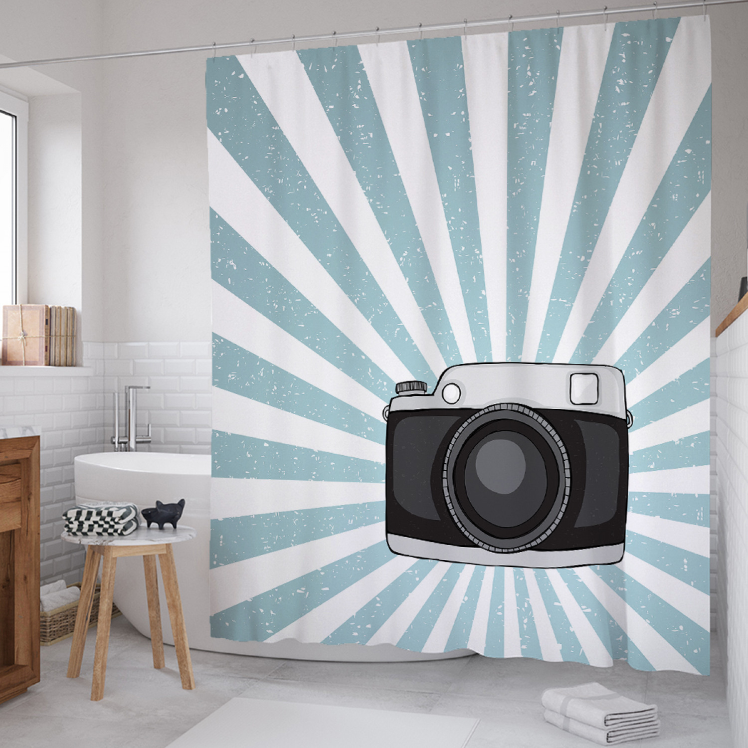

Штора для ванной JoyArty "Фотоаппарат арт" из сатена, 180х200 см с крючками, Белый, Фотоаппарат арт