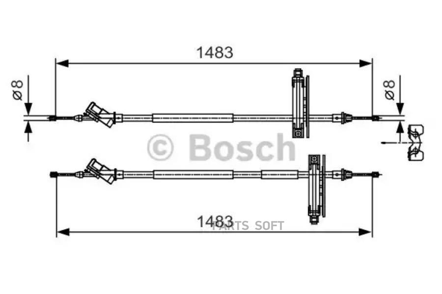 

BOSCH Трос ручного тормоза BOSCH 1987477930