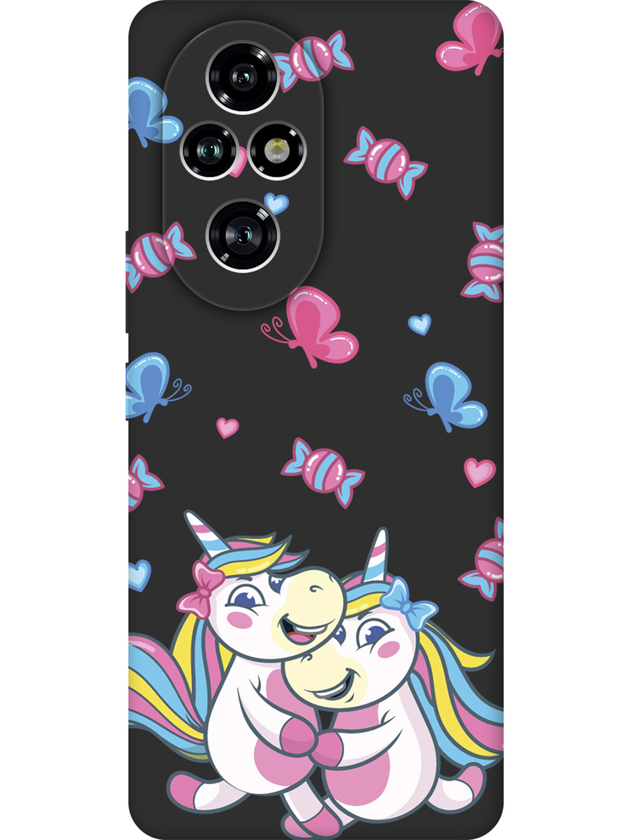 

Силиконовый чехол на Honor 200 pro с принтом "Единорог и конфеты" матовый черный, Черный;прозрачный;белый;голубой, 783979671