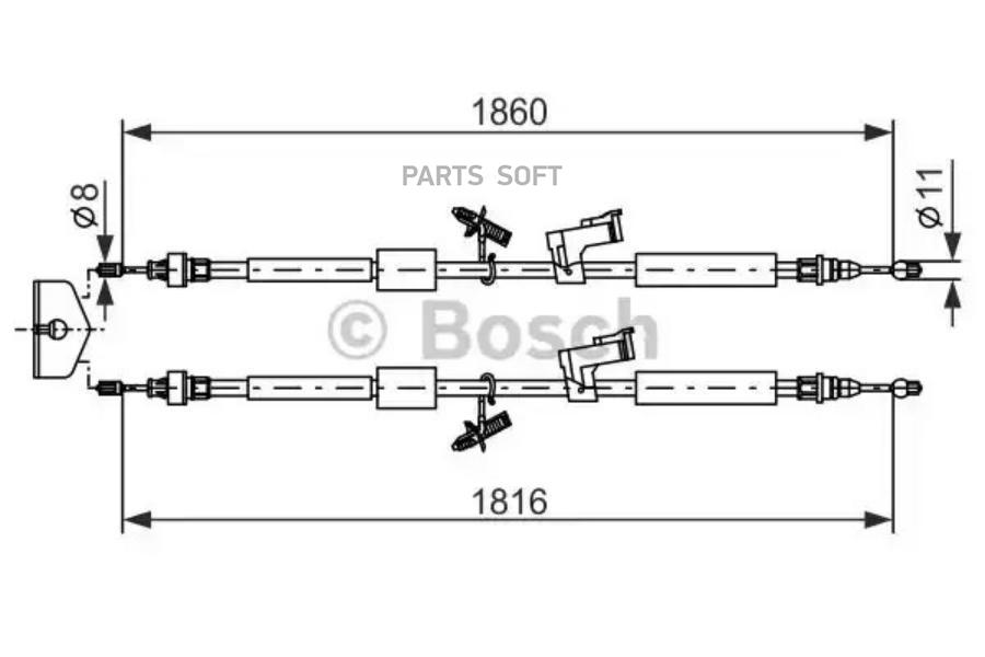 

BOSCH Трос ручного тормоза BOSCH 1987482189