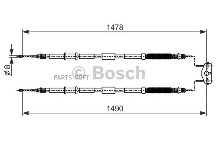 

BOSCH Трос ручного тормоза BOSCH 1987482282