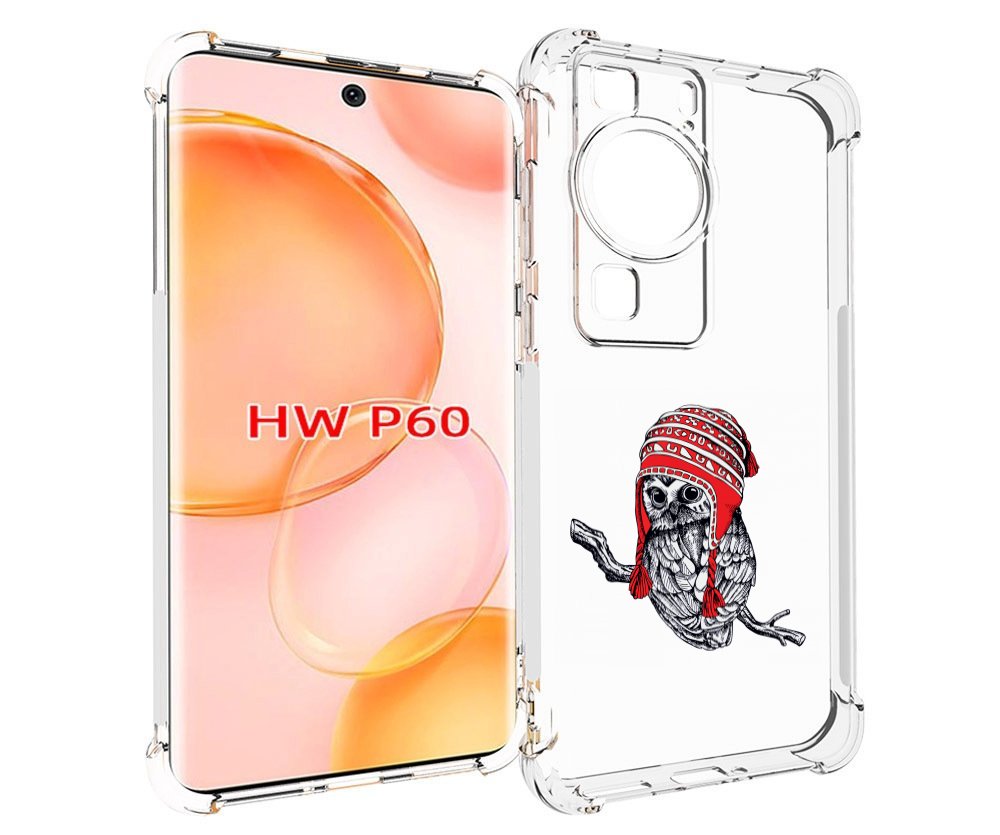 Чехол MyPads сова-в-красной-шапке-на-веточке для Huawei P60