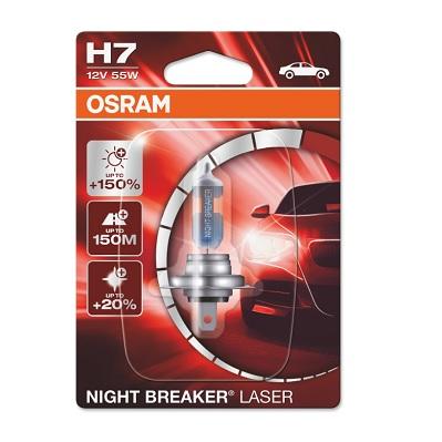 

OSRAM Лампа H7 12V 55W NIGTT BRAKER LASER +150% PX26d, блистер 1 шт. OSRAM 64210NL-01B