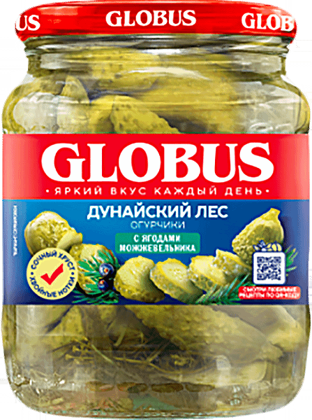 

Огурчики Globus с ягодами можжевельника 500 г