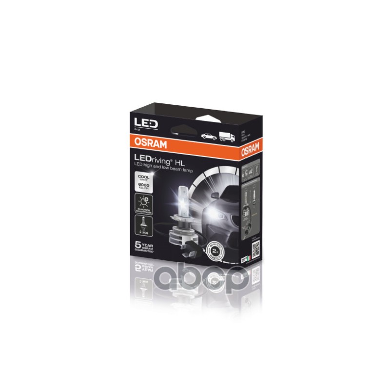 

OSRAM Лампа светодиодная H4 LEDriving HL 14W 12V24V P43T 4X2 OSRAM 9726CW