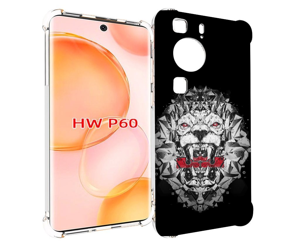 Чехол MyPads тигр-с-гранями-черно-белый для Huawei P60