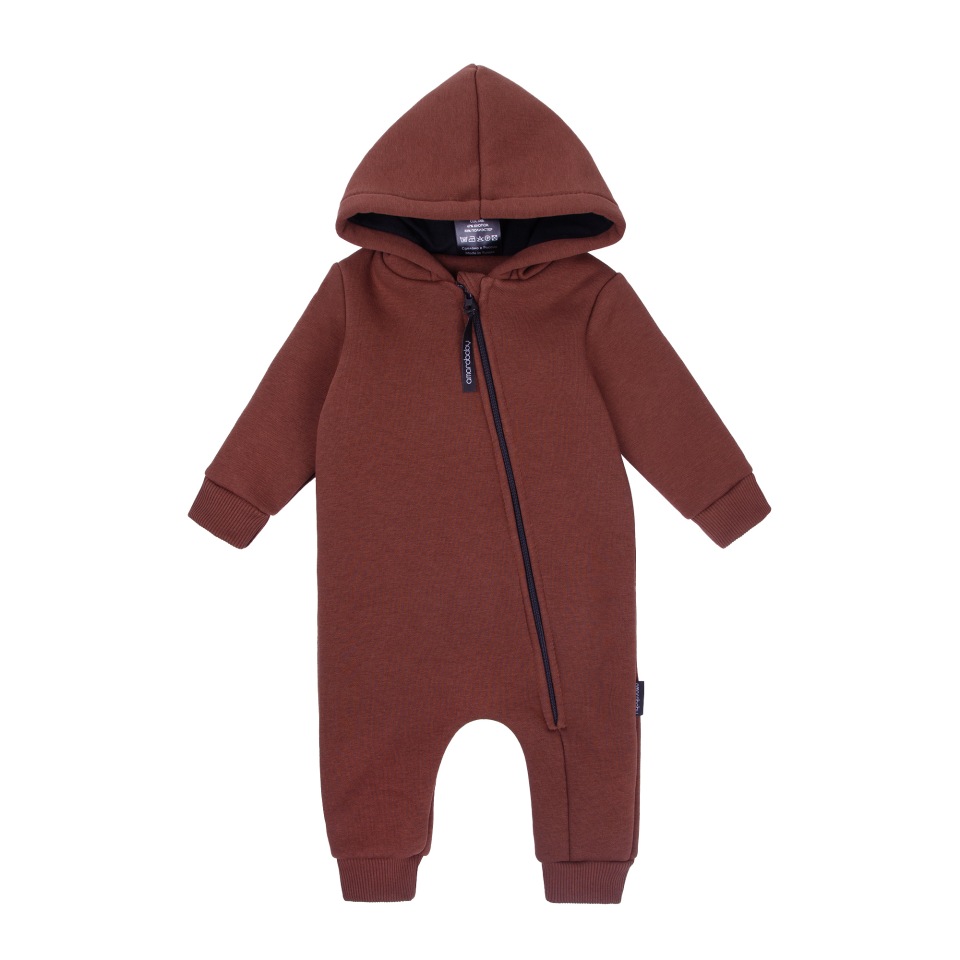 фото Комбинезон детский amarobaby mono, футер 360гр с начесом, коричневый, размер 62