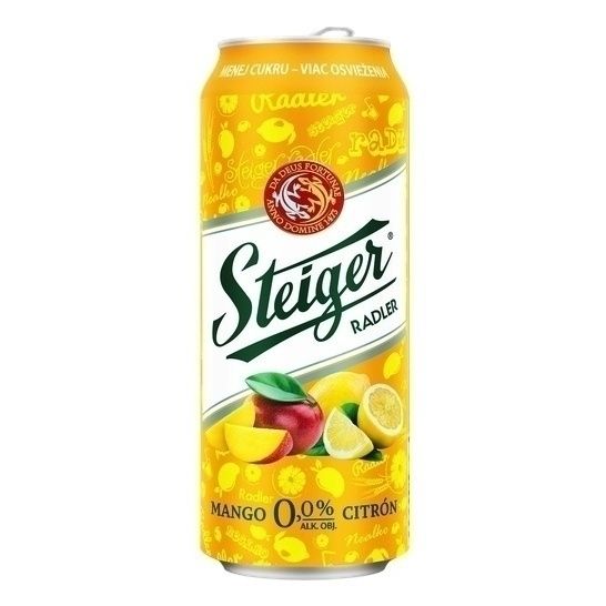 Пивной напиток безалкогольный Steiger Radler манго-лимон светлый фильтрованный 500 мл