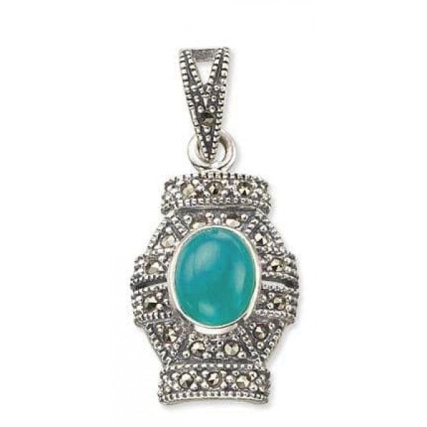 

Кулон из серебра с марказитом/бирюзой искусственной Марказит HP0514, HP0514_марказит, бирюза синт.