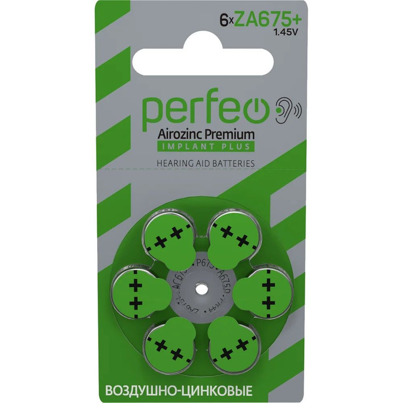 Батарейка Perfeo ZA675+/6BL Airozinc Premium IMPLANT Plus