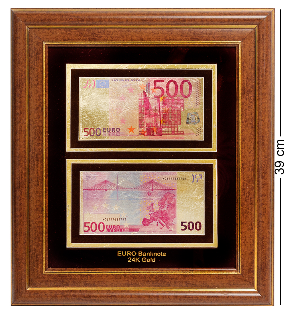 фото Панно "банкнота 500 eur (евро) евросоюз - 2/size" hb-004 gold leaf