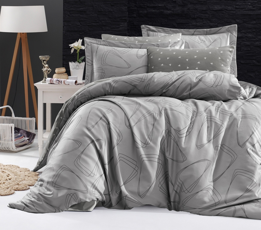 Комплект постельного белья First Choice ROVENA GREY, хлопковый сатин, евро