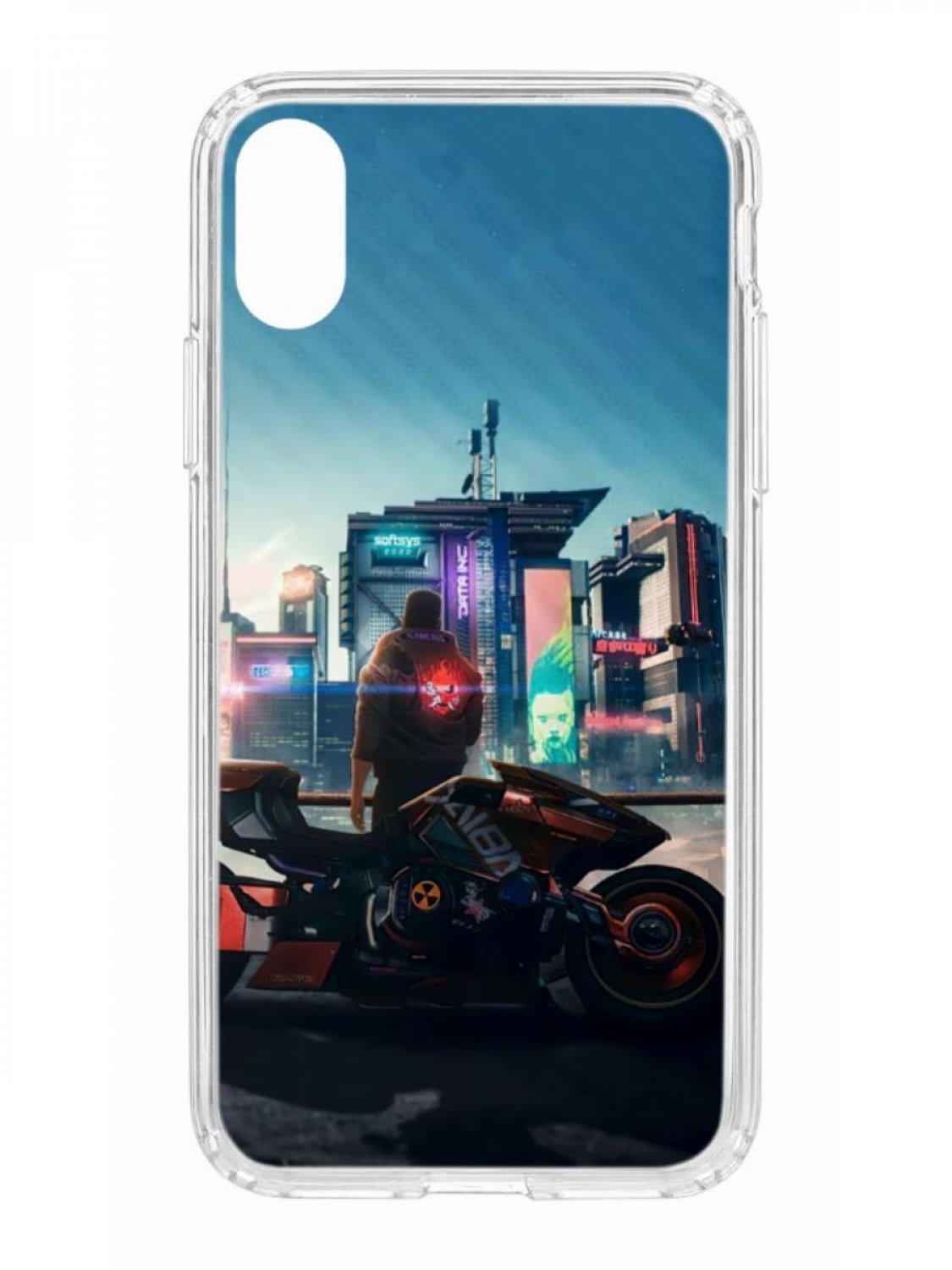 фото Противоударный чехол для apple iphone x / xs кruче print киберпанк прозрачный с рисунком