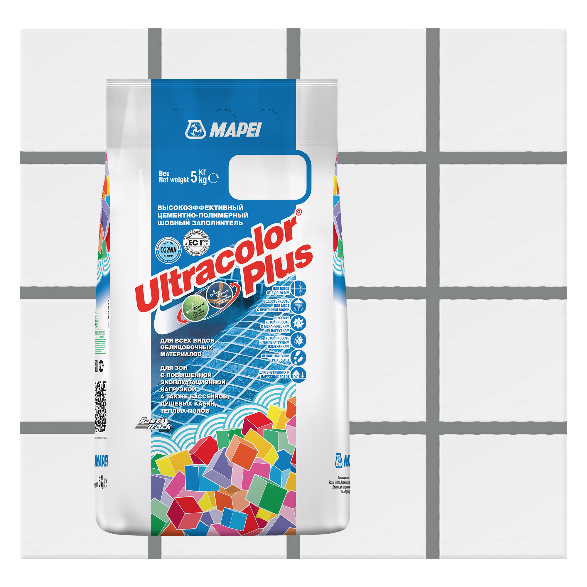 Затирка MAPEI UltraColor Plus 112 Серый, 5 кг затирка для швов mapei ultracolor plus 259 с водоотталкивающим и антигрибковым эффектом орех 2кг 6667