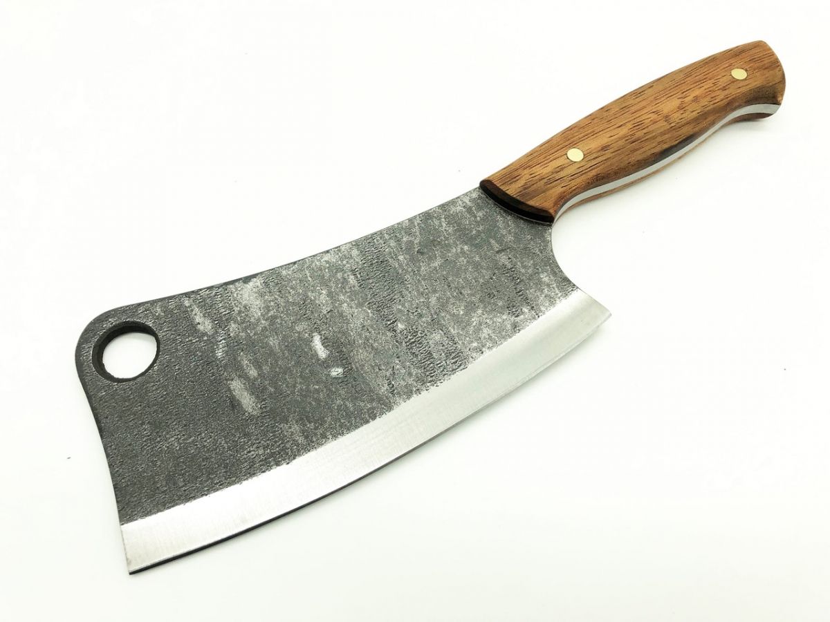 Нож-тяпка для рубки с кольцом, с чехлом из натуральной кожи