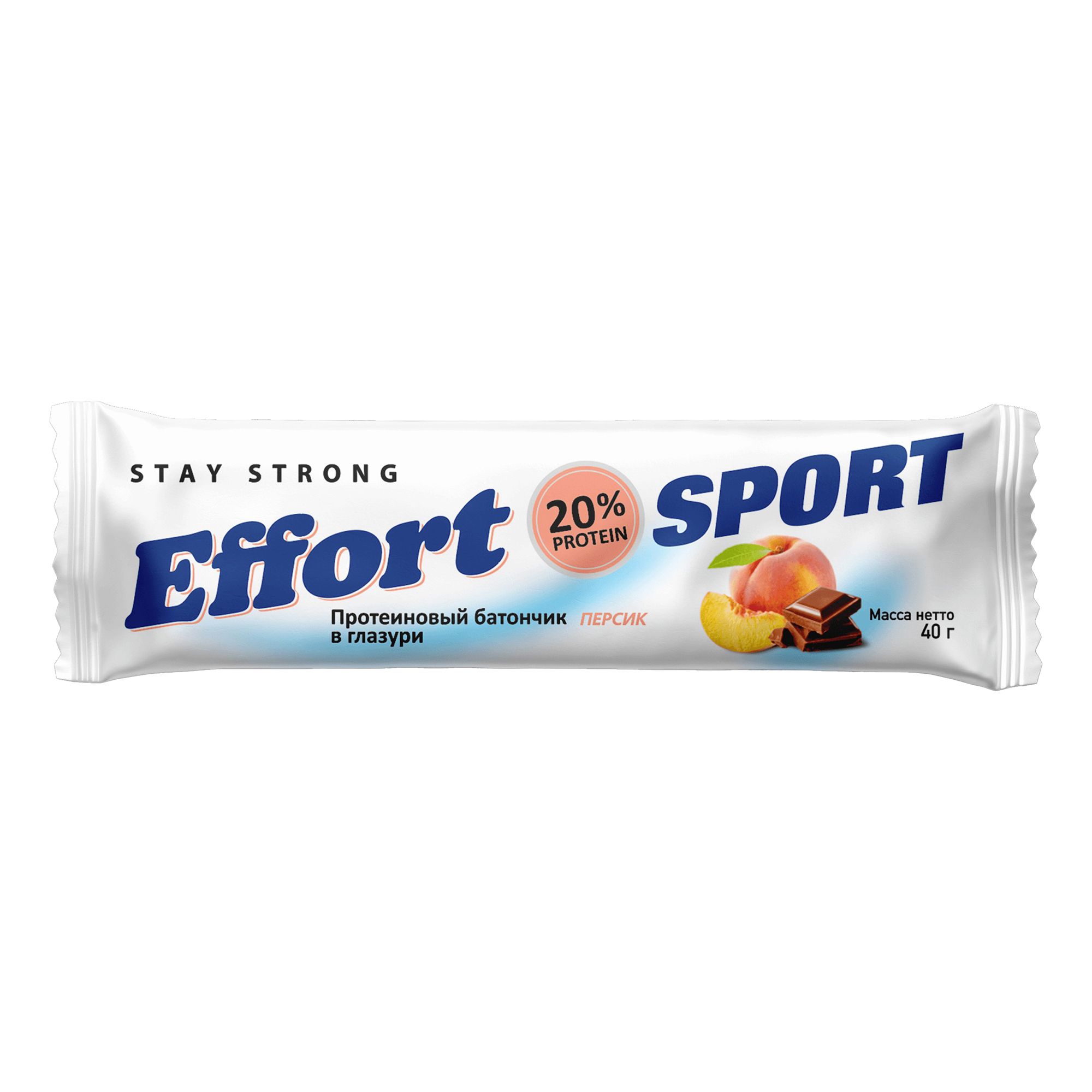 Батончик Effort Sport протеиновый в глазури со вкусом персика 40 г