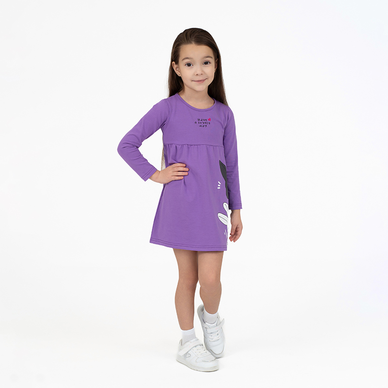 Платье детское Утенок ПЛ-741, фиолетовый, 92 простыня на резинке трикотаж 90 200 борт 25см 006 фиолетовый кулирка 100% хлопок rt