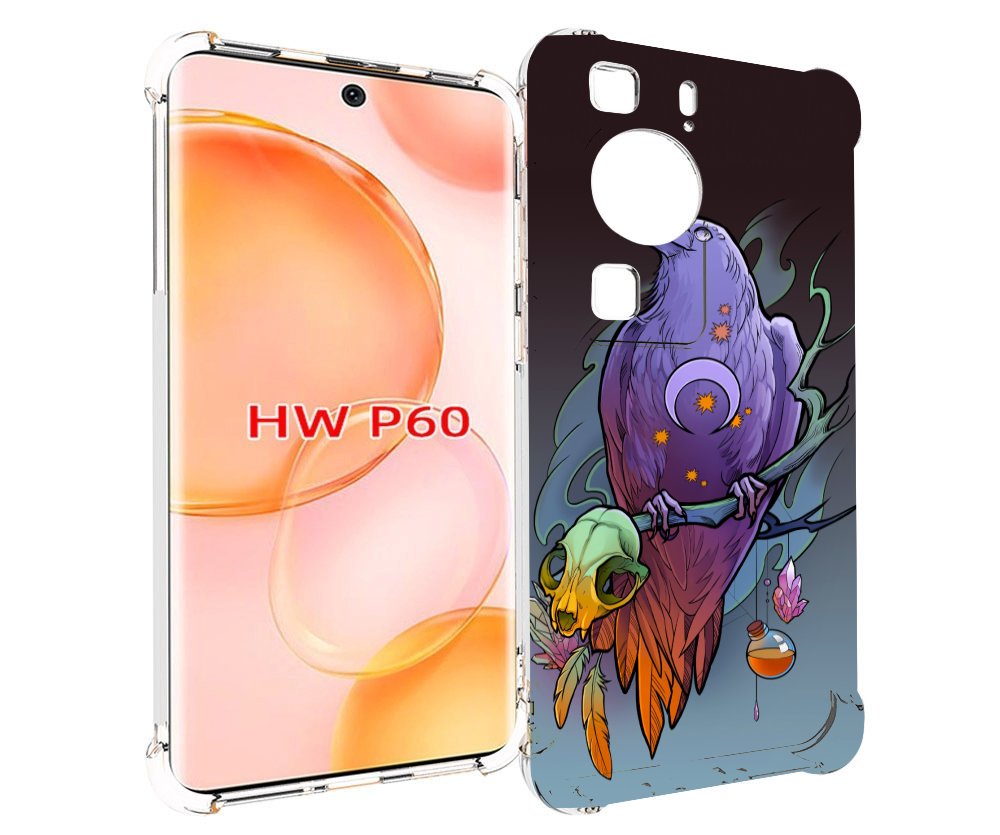 

Чехол MyPads фиолетовый ворон на ветке для Huawei P60, Tocco