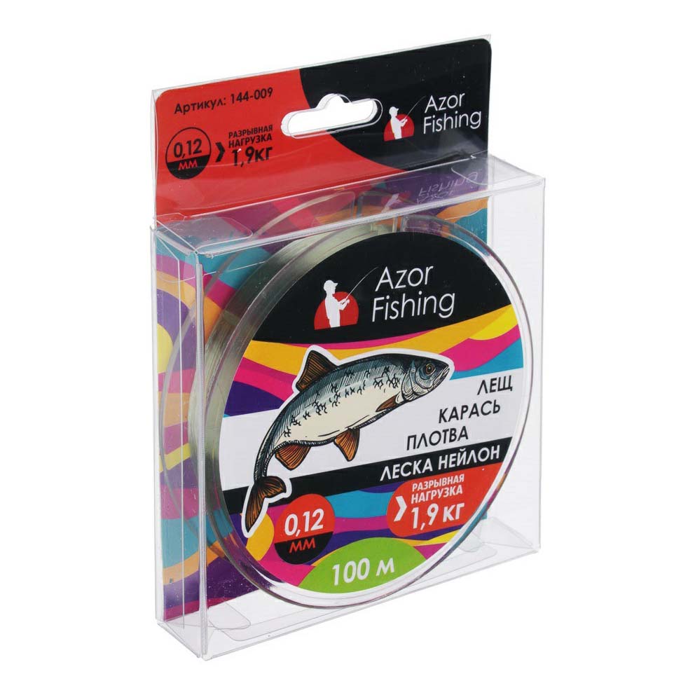 Леска Azor Fishing карась-плотва нейлон d 0,28 мм разрывная нагрузка 9 кг 100 м зеленая