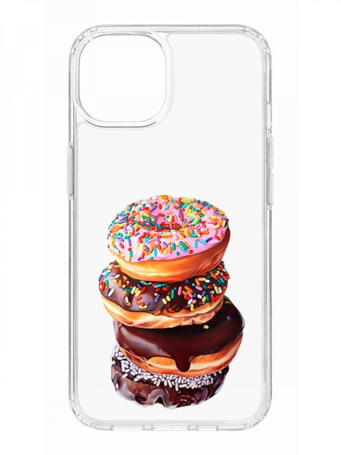 фото Противоударный чехол для apple iphone 13 кruче print donuts прозрачный с рисунком