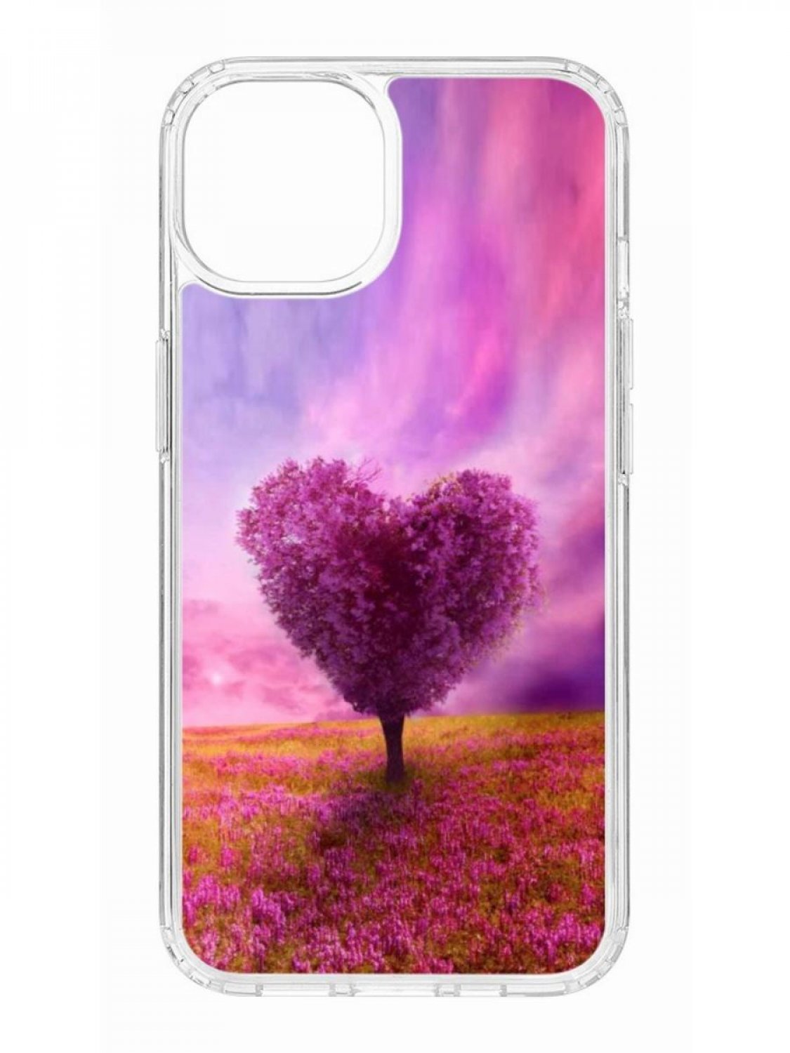 фото Противоударный чехол для apple iphone 13 кruче print pink heart прозрачный с рисунком