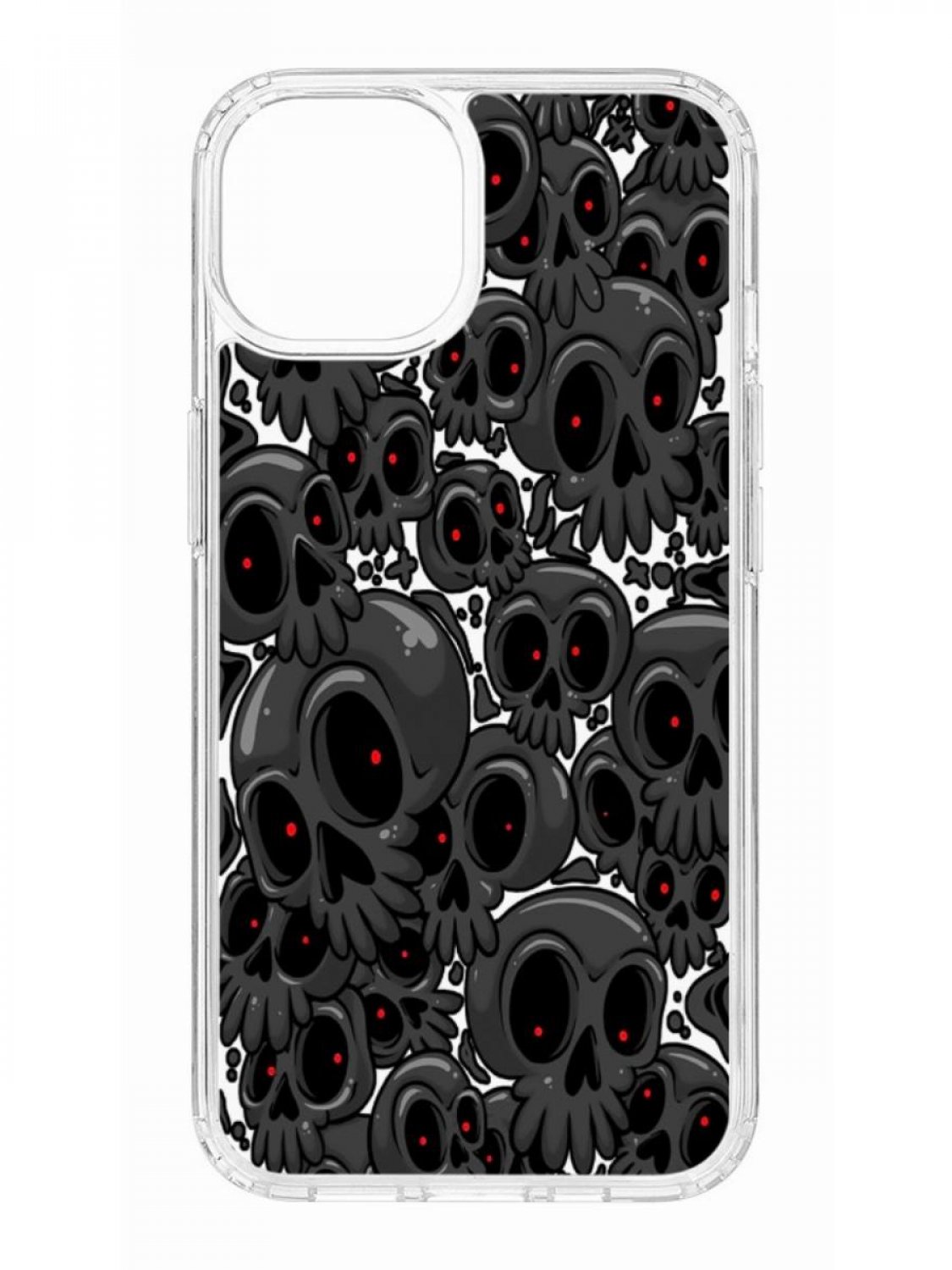 фото Противоударный чехол для apple iphone 13 кruче print skull gray прозрачный с рисунком