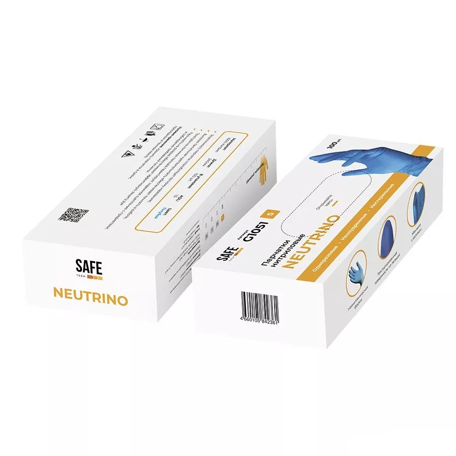 

Перчатки нитриловые Puretech Neutrino р. М голубые 100 шт.