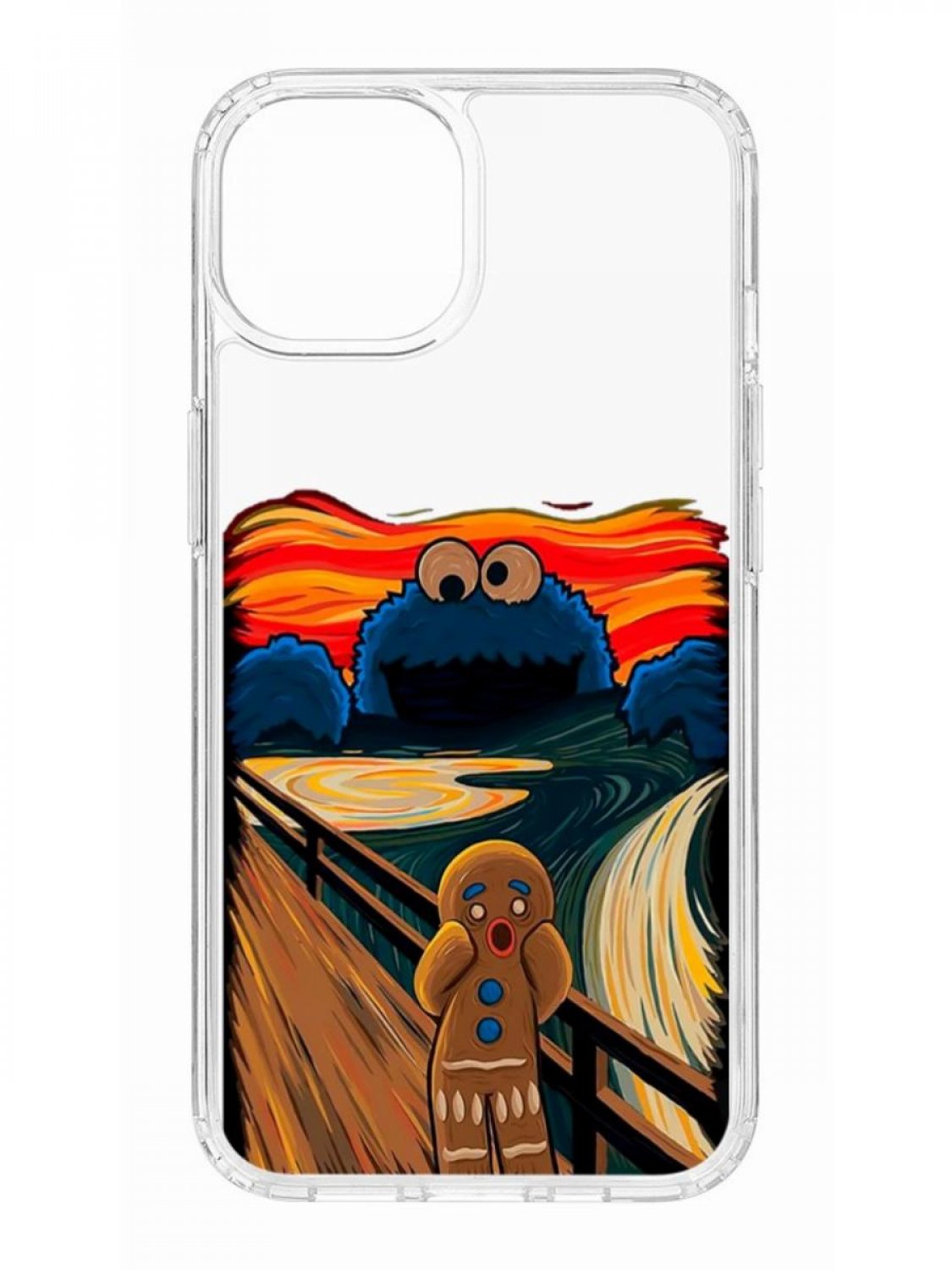 фото Противоударный чехол для apple iphone 13 кruче print cookie scream прозрачный с рисунком