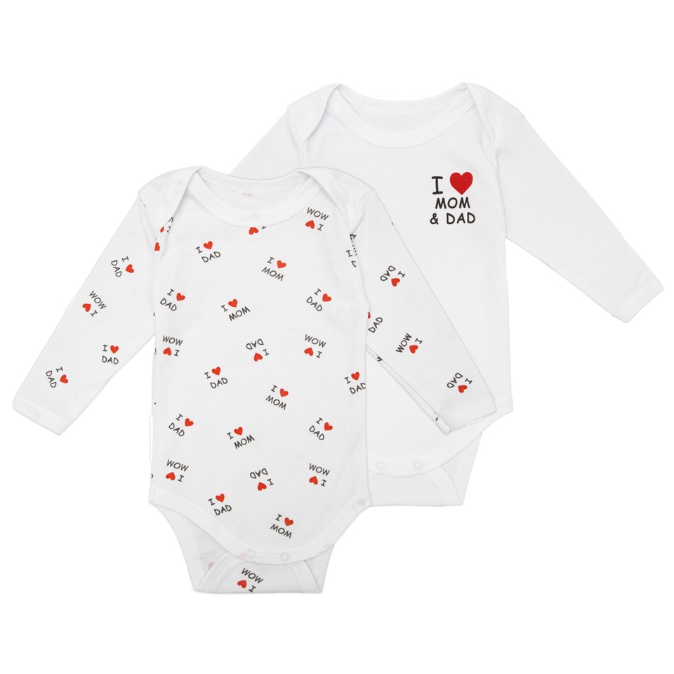 

Комплект боди детское Amarobaby Love длинный рукав, царапки, швы наружу, белое, 2 шт., 62, AB-OD21-L2