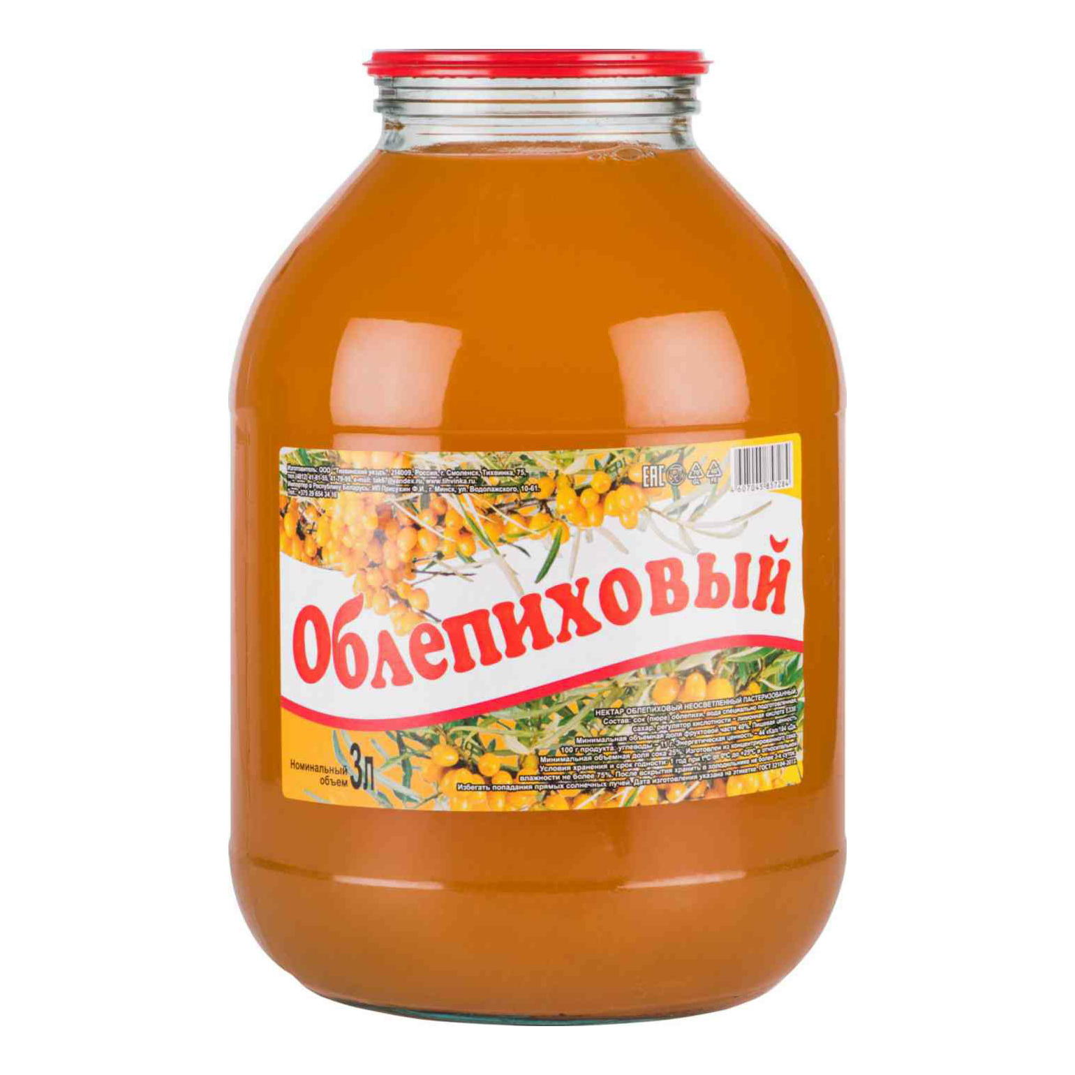 Нектар Тихвинский уездъ облепиховый с мякотью 3 л