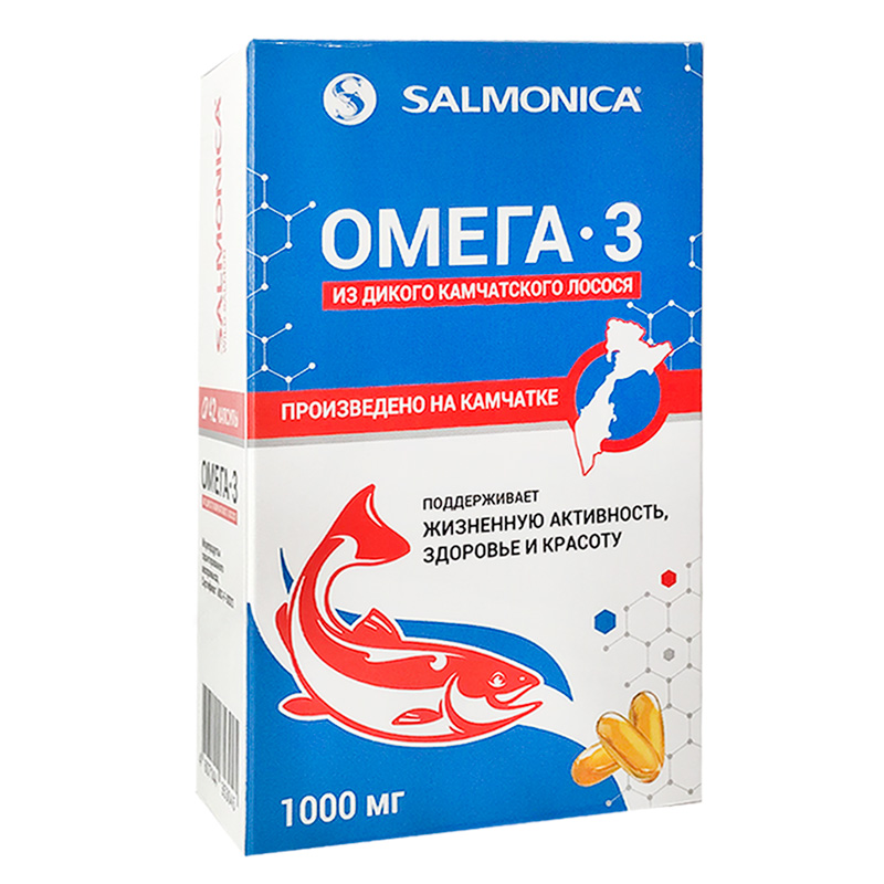 Купить Омега жиры Salmonica Омега-3 из дикого камчатского лосося 1000 мг, капсулы 42 шт.