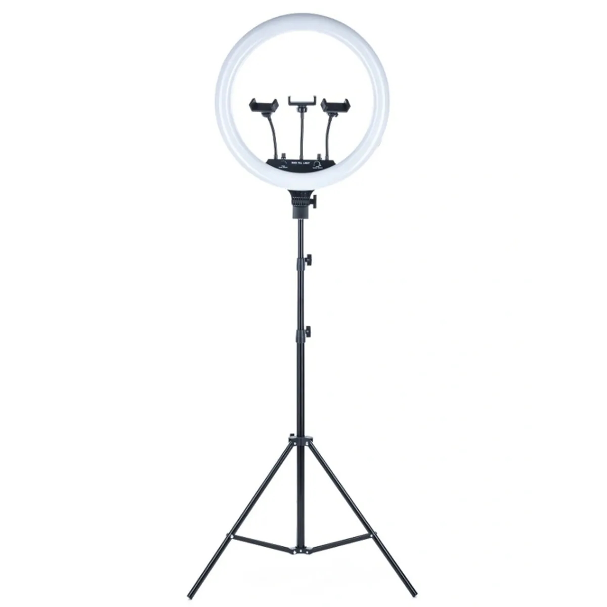 фото Кольцевая селфи led светодиодная лампа mj-18 (45 см), 3 держателя пульт, штатив 210 см qvatra