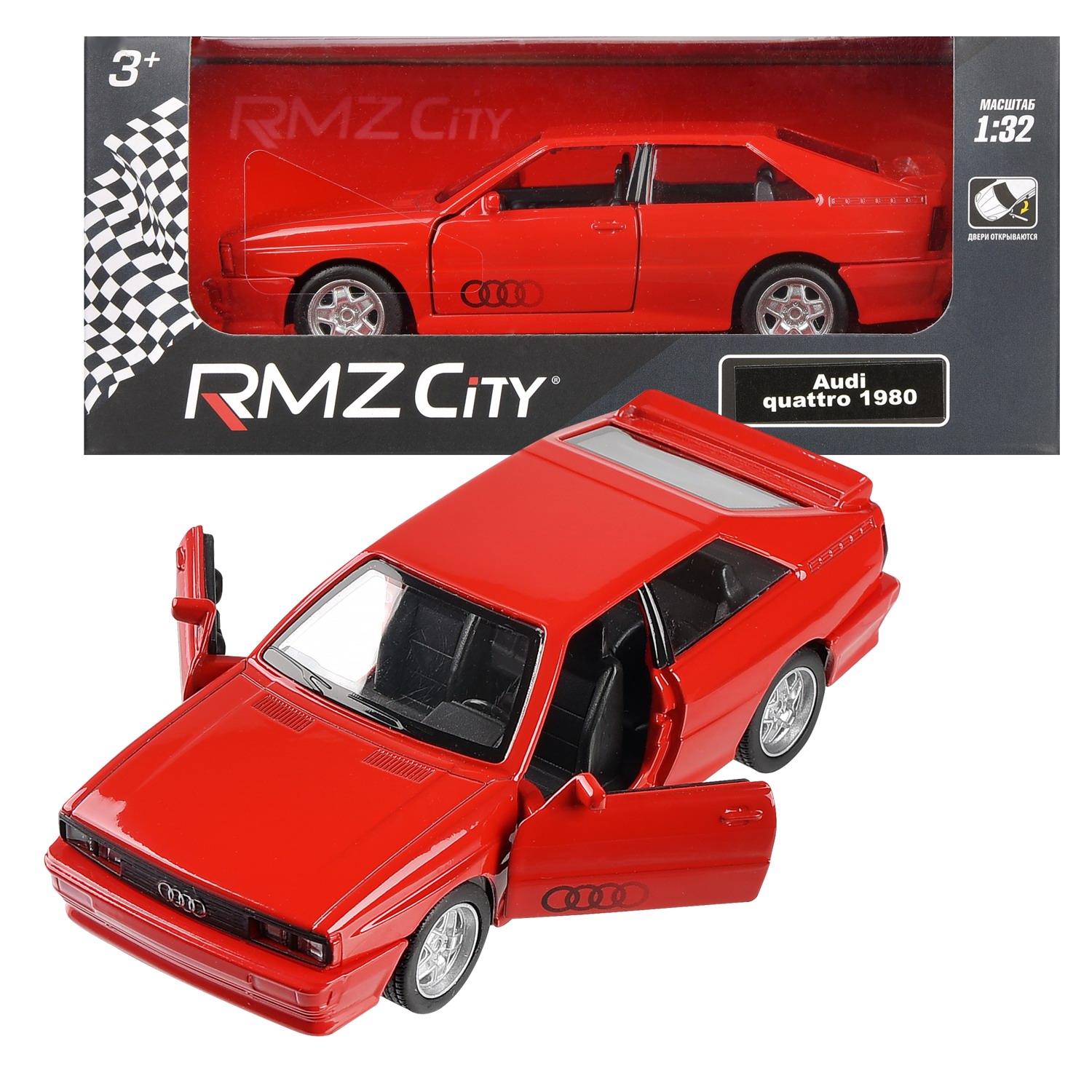 

Машинка металлическая RMZ City 1:32 Audi Quattro Coupe (1980-1991) красный 554066R, 554066R