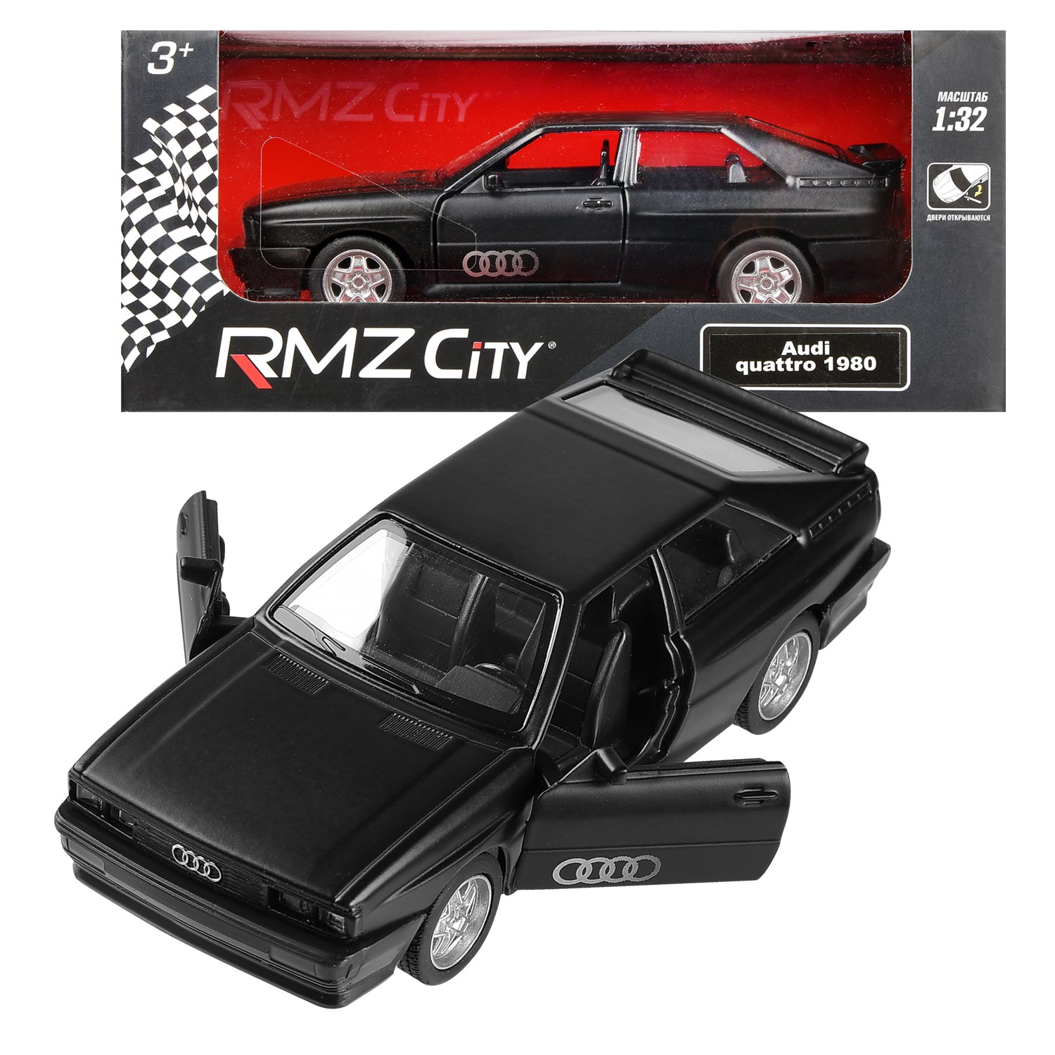 

Машинка металлическая RMZ City 1:32 Audi Quattro Coupe (1980-1991) черный матовый 554066M, 554066M