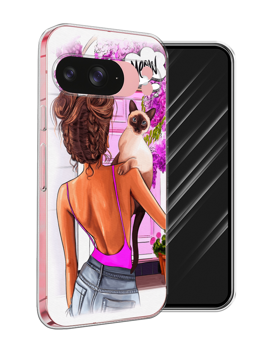 

Чехол Awog на Google Pixel 9 "Девушка с кошкой", Розовый;коричневый, 271950-1