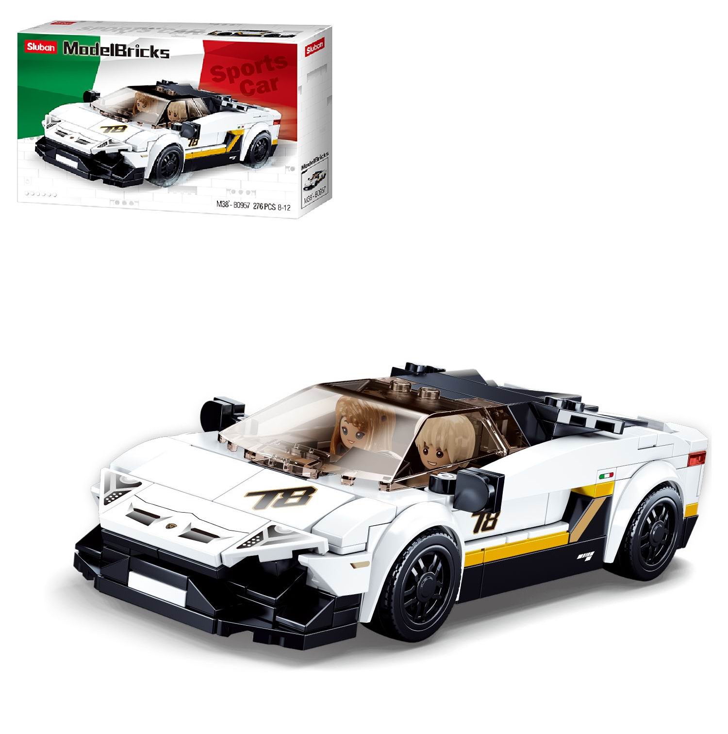 

Конструктор Sluban серия Model Brick Спортивная машина белая 276 деталей M38-B0957, M38-B0957